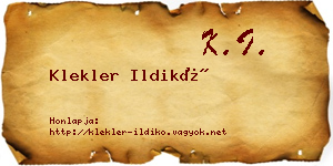Klekler Ildikó névjegykártya